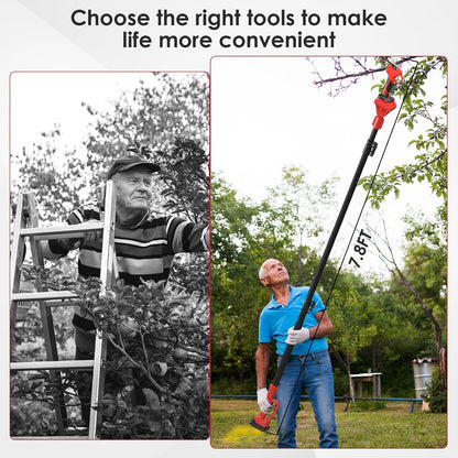 Electric Pruning Shears with Telescopic Rod, 50mm 1.96" Cutting Diameter Cordless Pruner with 2 Rechargeable Batteries, Tree Branch Cutter with SK7 Blade for Gardening Pruning