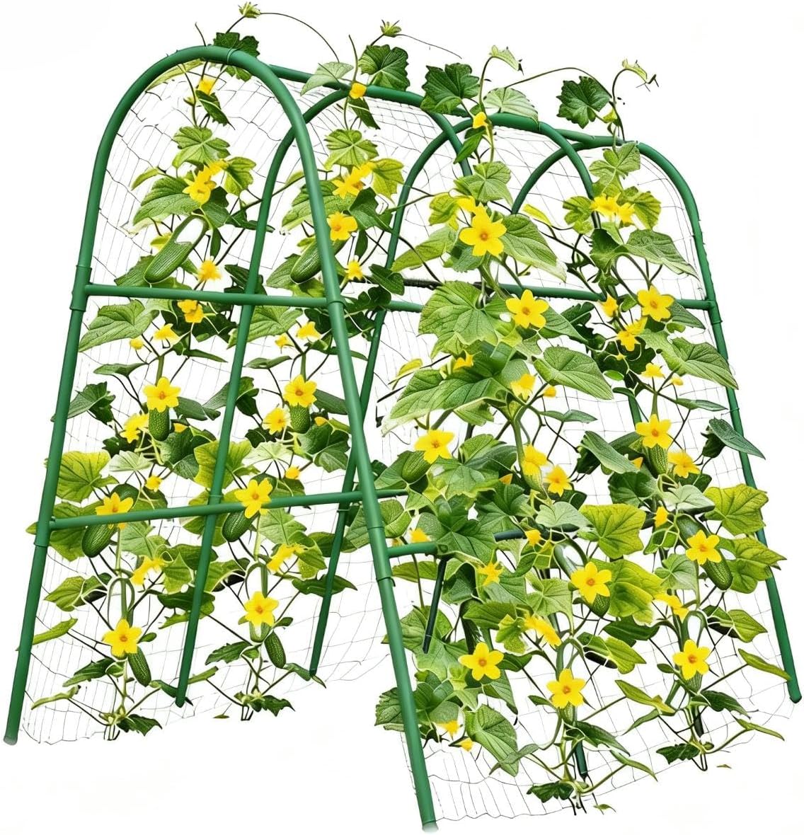 Garden Arch Trellis for Climbing Plants Outdoor, 6.73 ft x 2.62 ft x 2.95 ft Cucumber & Melon Trellis for Raised Beds, u-Shape Plant Support for Climbing Vegetables, Grapes & Roses, Black