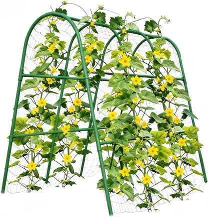 Garden Arch Trellis for Climbing Plants Outdoor, 6.73 ft x 2.62 ft x 2.95 ft Cucumber & Melon Trellis for Raised Beds, u-Shape Plant Support for Climbing Vegetables, Grapes & Roses, Black
