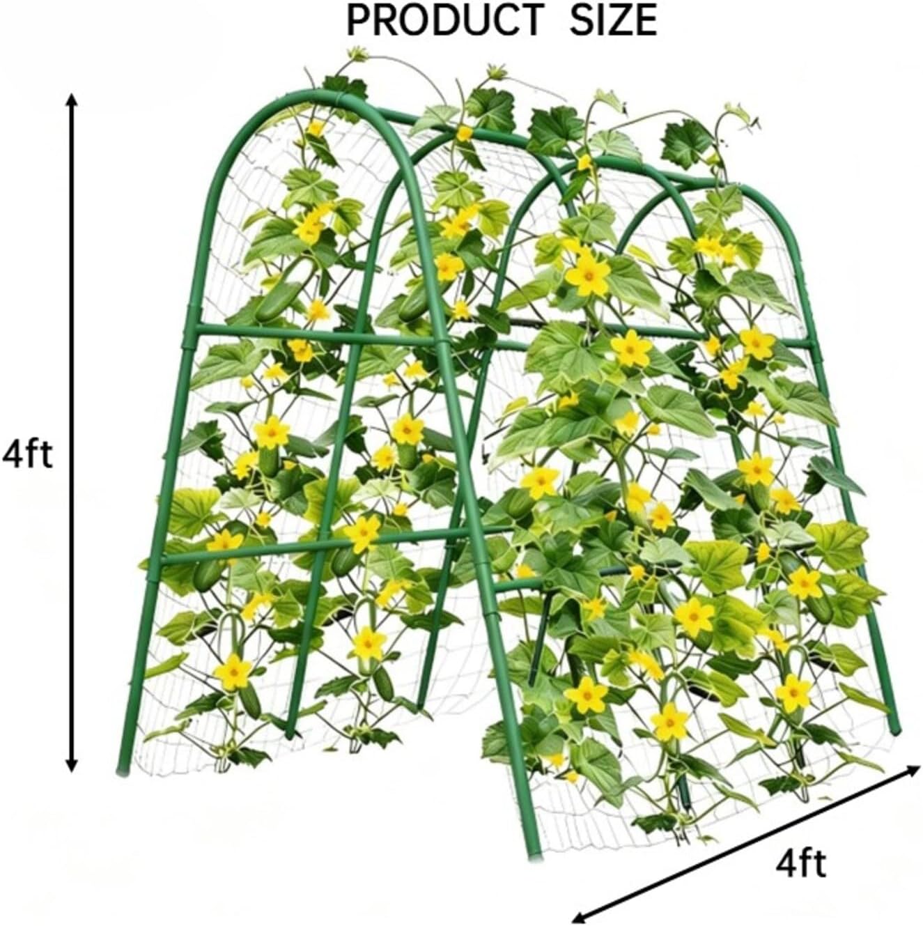 Garden Arch Trellis for Climbing Plants Outdoor, 6.73 ft x 2.62 ft x 2.95 ft Cucumber & Melon Trellis for Raised Beds, u-Shape Plant Support for Climbing Vegetables, Grapes & Roses, Black