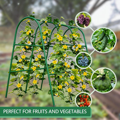 Garden Arch Trellis for Climbing Plants Outdoor, 6.73 ft x 2.62 ft x 2.95 ft Cucumber & Melon Trellis for Raised Beds, u-Shape Plant Support for Climbing Vegetables, Grapes & Roses, Black