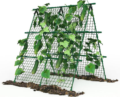 Garden Arch Trellis for Climbing Plants Outdoor, 6.73 ft x 2.62 ft x 2.95 ft Cucumber & Melon Trellis for Raised Beds, u-Shape Plant Support for Climbing Vegetables, Grapes & Roses, Black
