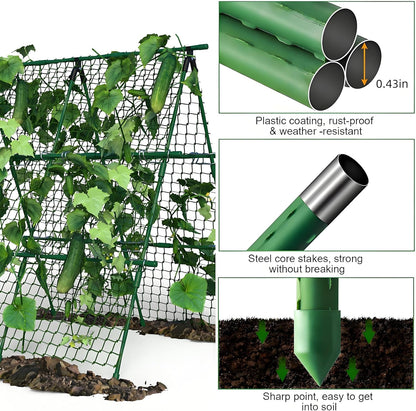 Garden Arch Trellis for Climbing Plants Outdoor, 6.73 ft x 2.62 ft x 2.95 ft Cucumber & Melon Trellis for Raised Beds, u-Shape Plant Support for Climbing Vegetables, Grapes & Roses, Black