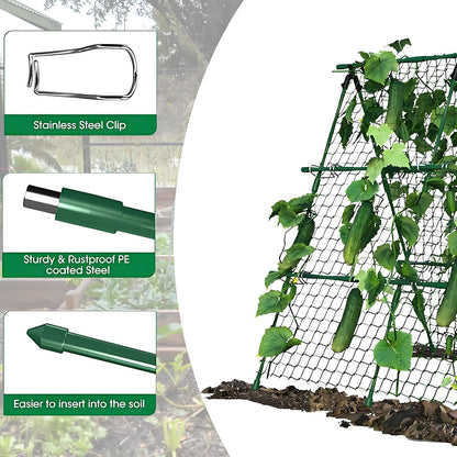 Garden Arch Trellis for Climbing Plants Outdoor, 6.73 ft x 2.62 ft x 2.95 ft Cucumber & Melon Trellis for Raised Beds, u-Shape Plant Support for Climbing Vegetables, Grapes & Roses, Black
