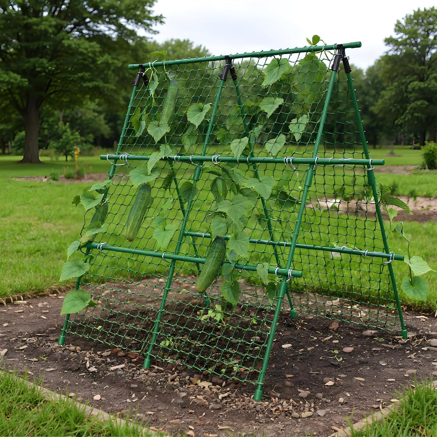 Garden Arch Trellis for Climbing Plants Outdoor, 6.73 ft x 2.62 ft x 2.95 ft Cucumber & Melon Trellis for Raised Beds, u-Shape Plant Support for Climbing Vegetables, Grapes & Roses, Black