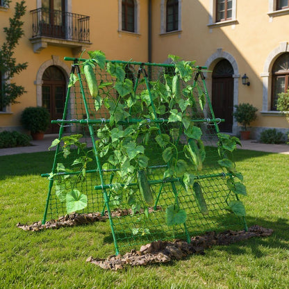 Garden Arch Trellis for Climbing Plants Outdoor, 6.73 ft x 2.62 ft x 2.95 ft Cucumber & Melon Trellis for Raised Beds, u-Shape Plant Support for Climbing Vegetables, Grapes & Roses, Black