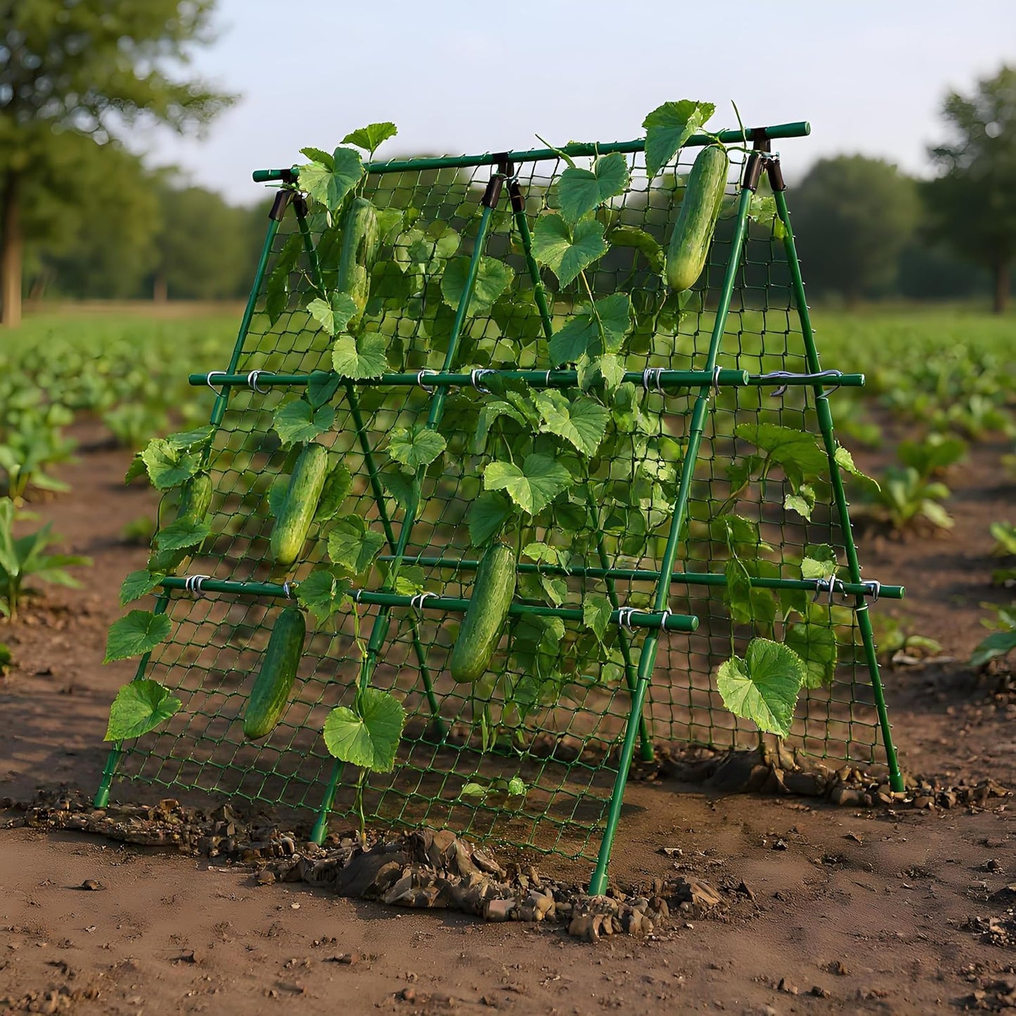 Garden Arch Trellis for Climbing Plants Outdoor, 6.73 ft x 2.62 ft x 2.95 ft Cucumber & Melon Trellis for Raised Beds, u-Shape Plant Support for Climbing Vegetables, Grapes & Roses, Black