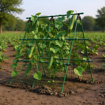 Garden Arch Trellis for Climbing Plants Outdoor, 6.73 ft x 2.62 ft x 2.95 ft Cucumber & Melon Trellis for Raised Beds, u-Shape Plant Support for Climbing Vegetables, Grapes & Roses, Black