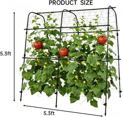 Garden Arch Trellis for Climbing Plants Outdoor, 6.73 ft x 2.62 ft x 2.95 ft Cucumber & Melon Trellis for Raised Beds, u-Shape Plant Support for Climbing Vegetables, Grapes & Roses, Black