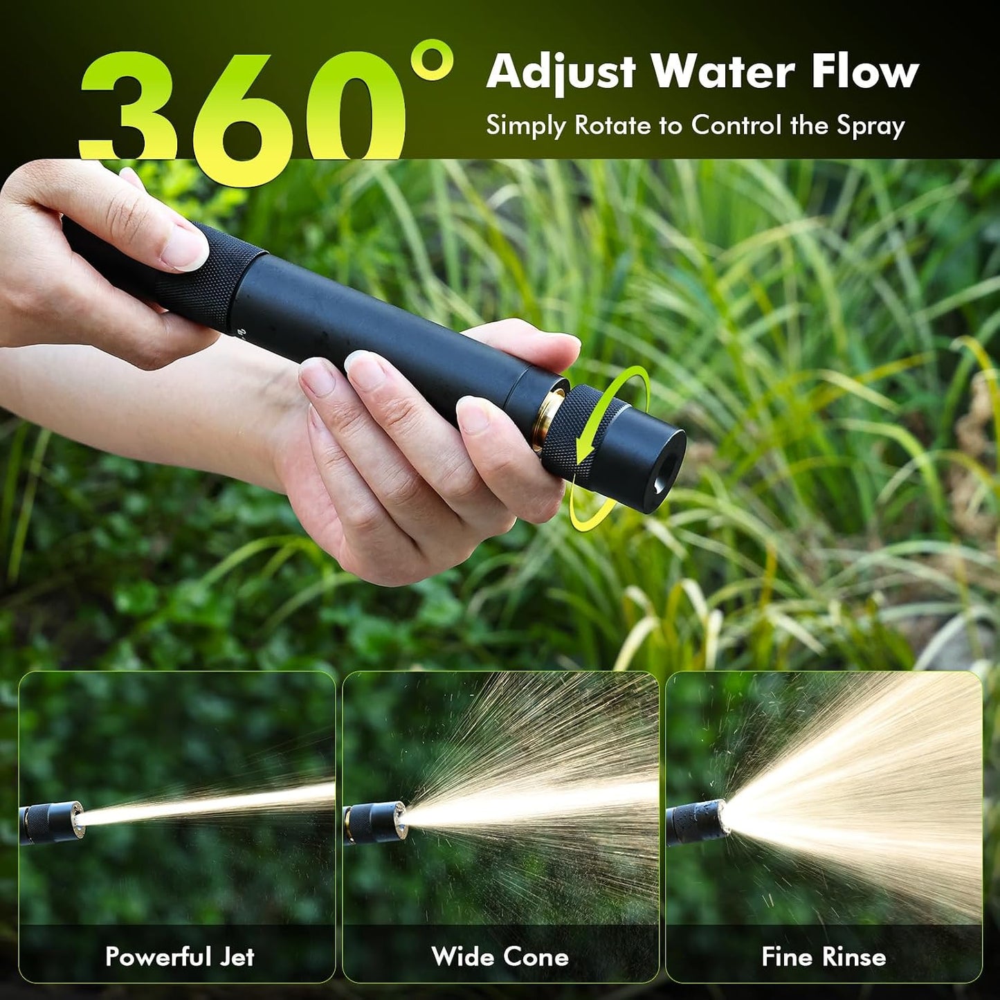 High Pressure Metal Hose Nozzle, Adjustable Twist Water Hose Nozzle