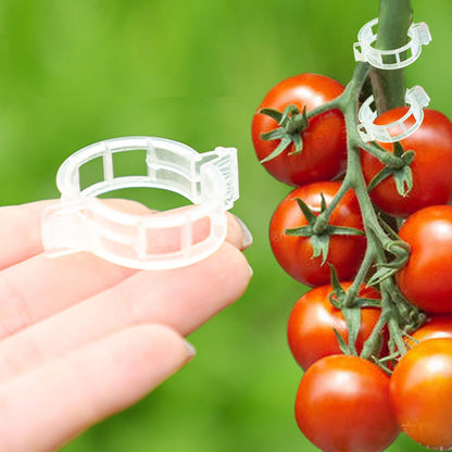 Plant Support Clips -100PK, White Tomato Clips for String Trellis, Grape Vine Clips for Garden Netting Climbing Plants, Secured Plastic Plant Clips