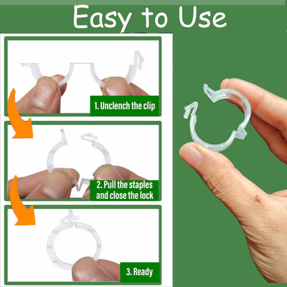 Plant Support Clips -100PK, White Tomato Clips for String Trellis, Grape Vine Clips for Garden Netting Climbing Plants, Secured Plastic Plant Clips
