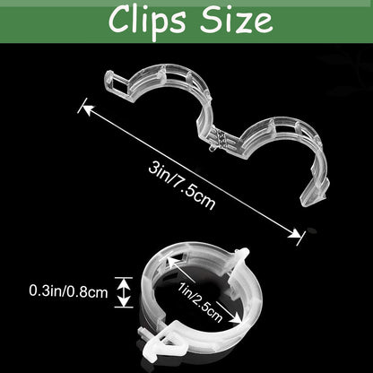 Plant Support Clips -100PK, White Tomato Clips for String Trellis, Grape Vine Clips for Garden Netting Climbing Plants, Secured Plastic Plant Clips
