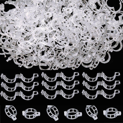 Plant Support Clips -100PK, White Tomato Clips for String Trellis, Grape Vine Clips for Garden Netting Climbing Plants, Secured Plastic Plant Clips