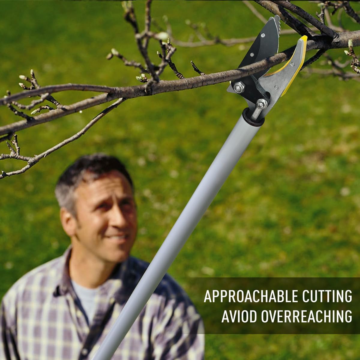 Cut and Hold Pruner Set, Lightweight 32-Inch Long Reach Pruner One-Handed Operation, Hold Long Reach Cut Rotating, 8.3" Hand Pruner for Branch Pruning, Fruit Picking, Prickly Plants & Roses