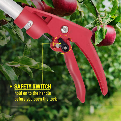 Cut and Hold Pruner Set, Lightweight 32-Inch Long Reach Pruner One-Handed Operation, Hold Long Reach Cut Rotating, 8.3" Hand Pruner for Branch Pruning, Fruit Picking, Prickly Plants & Roses