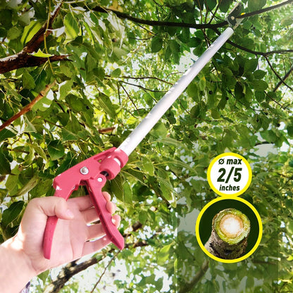 Cut and Hold Pruner Set, Lightweight 32-Inch Long Reach Pruner One-Handed Operation, Hold Long Reach Cut Rotating, 8.3" Hand Pruner for Branch Pruning, Fruit Picking, Prickly Plants & Roses