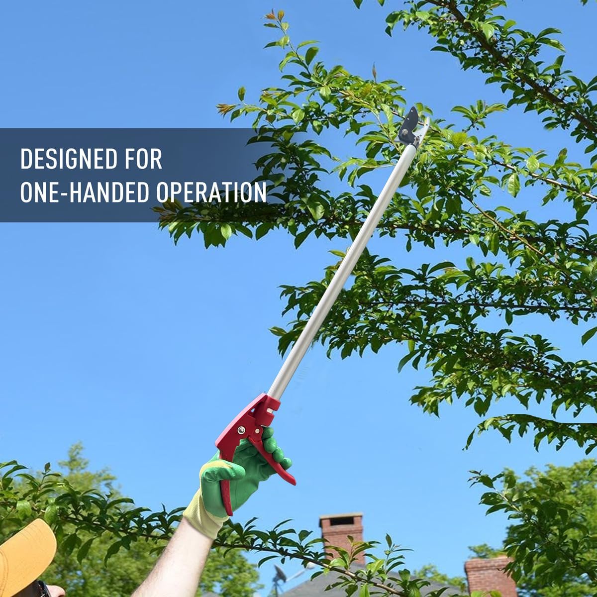 Cut and Hold Pruner Set, Lightweight 32-Inch Long Reach Pruner One-Handed Operation, Hold Long Reach Cut Rotating, 8.3" Hand Pruner for Branch Pruning, Fruit Picking, Prickly Plants & Roses
