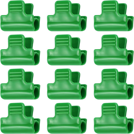 12PCS Plastic Greenhouse Clips for Tarp, Film, Netting, Garden Hoops, Row Covers, Shelters, Banner Frame (Green)
