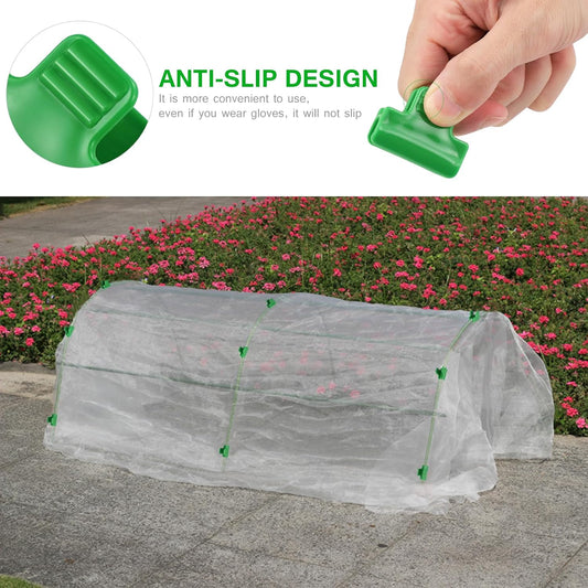 12PCS Plastic Greenhouse Clips for Tarp, Film, Netting, Garden Hoops, Row Covers, Shelters, Banner Frame (Green)