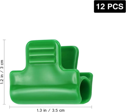 12PCS Plastic Greenhouse Clips for Tarp, Film, Netting, Garden Hoops, Row Covers, Shelters, Banner Frame (Green)