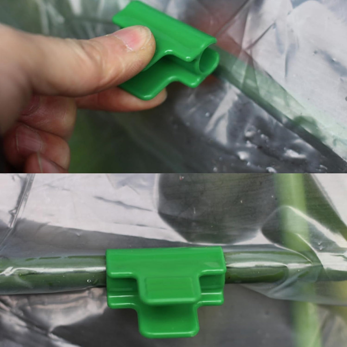 12PCS Plastic Greenhouse Clips for Tarp, Film, Netting, Garden Hoops, Row Covers, Shelters, Banner Frame (Green)