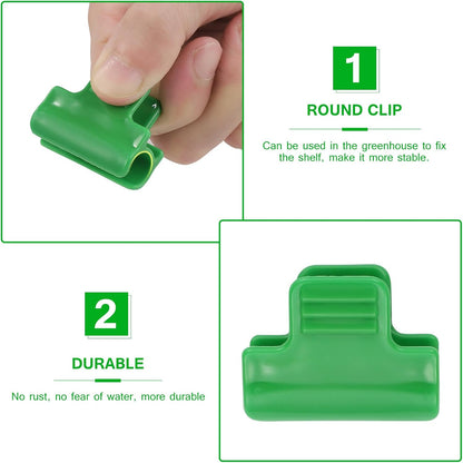 12PCS Plastic Greenhouse Clips for Tarp, Film, Netting, Garden Hoops, Row Covers, Shelters, Banner Frame (Green)