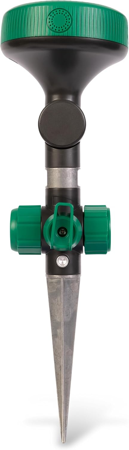 Adjustable Spot Sprinkler with Spike Base, Pivoting Multi Pattern Sprinkler Head for Targeted Coverage in Flower Beds and Vegetable Gardens