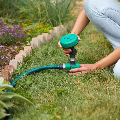 Adjustable Spot Sprinkler with Spike Base, Pivoting Multi Pattern Sprinkler Head for Targeted Coverage in Flower Beds and Vegetable Gardens