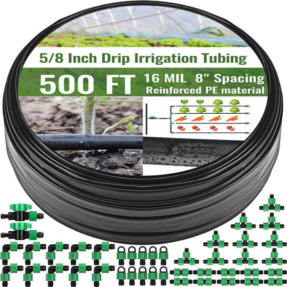 250 ft 5/8 Inch Drip Tape Irrigation Kit Drip Tape 8 Mil 8" Spacing Hose Garden Watering Tubing System Automatic Irrigation Equipment for Plant, Landscape, Yard, Lawn and Farm
