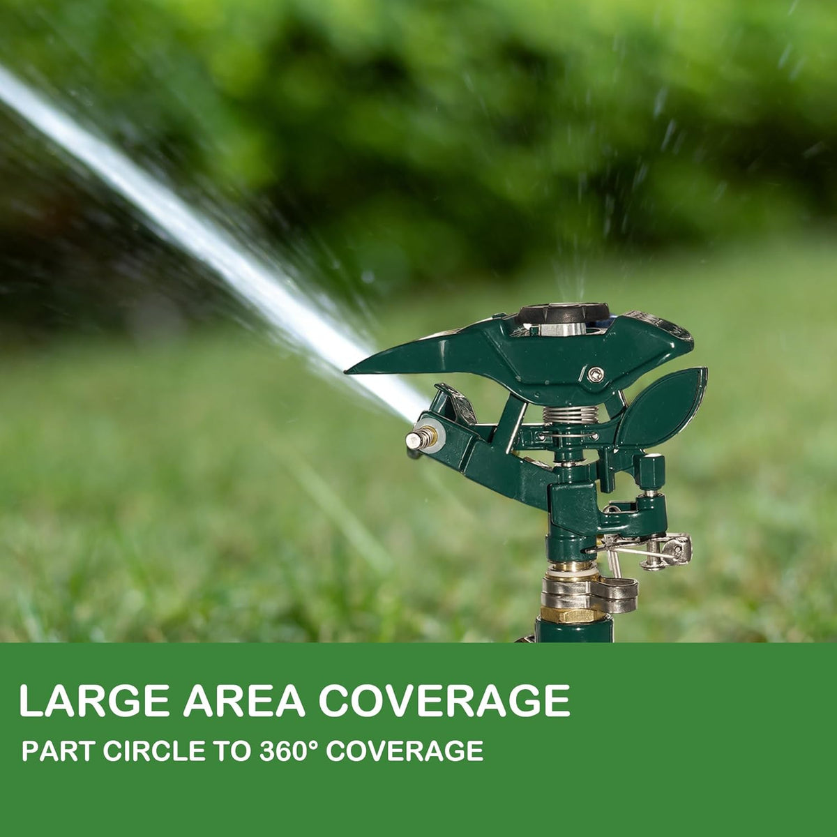2 Pack Impact Sprinkler for Yard, Adjustable 360 Degree Zinc Alloy Sprinkler Head on Metal Step Spike, Heavy Duty Pulsating Water Sprinklers for Large Area Lawn Garden Irrigation
