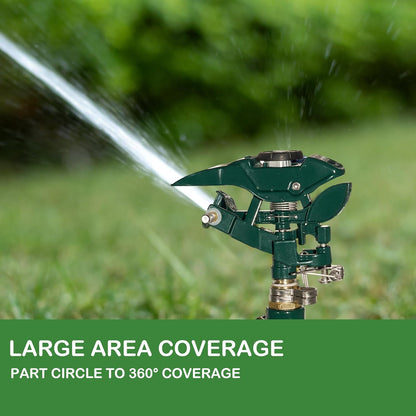 2 Pack Impact Sprinkler for Yard, Adjustable 360 Degree Zinc Alloy Sprinkler Head on Metal Step Spike, Heavy Duty Pulsating Water Sprinklers for Large Area Lawn Garden Irrigation