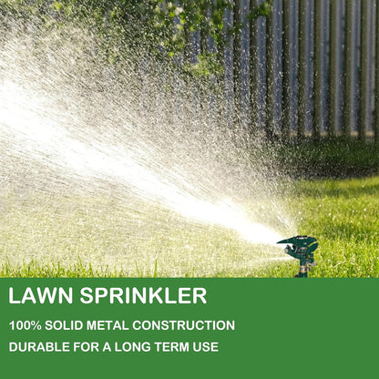 2 Pack Impact Sprinkler for Yard, Adjustable 360 Degree Zinc Alloy Sprinkler Head on Metal Step Spike, Heavy Duty Pulsating Water Sprinklers for Large Area Lawn Garden Irrigation