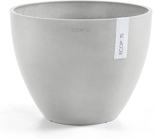 Antwerp Round Tapered Flower Planter, White Grey, 16"