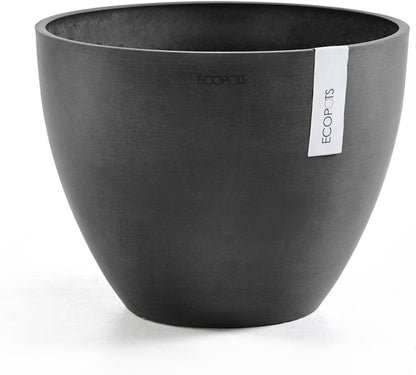 Antwerp Round Tapered Flower Planter, White Grey, 16"