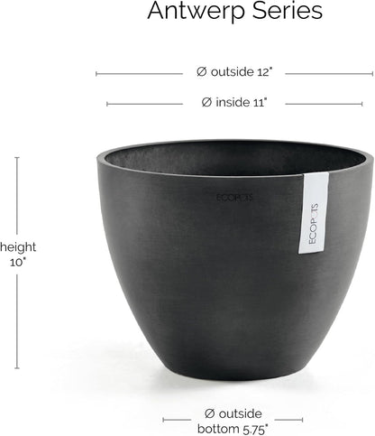 Antwerp Round Tapered Flower Planter, White Grey, 16"