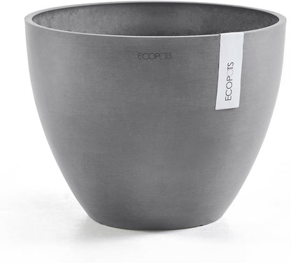 Antwerp Round Tapered Flower Planter, White Grey, 16"