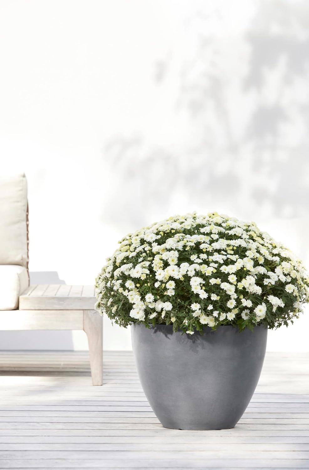 Antwerp Round Tapered Flower Planter, White Grey, 16"