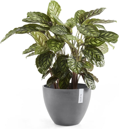 Antwerp Round Tapered Flower Planter, White Grey, 16"