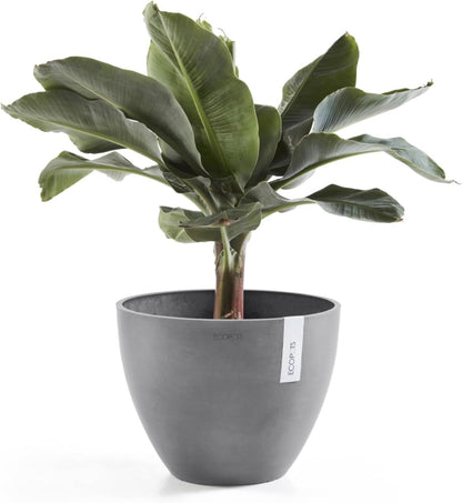 Antwerp Round Tapered Flower Planter, White Grey, 16"