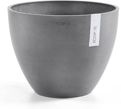 Antwerp Round Tapered Flower Planter, White Grey, 16"
