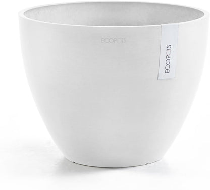 Antwerp Round Tapered Flower Planter, White Grey, 16"