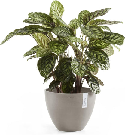Antwerp Round Tapered Flower Planter, White Grey, 16"