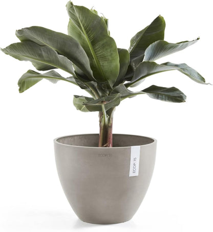 Antwerp Round Tapered Flower Planter, White Grey, 16"