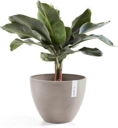 Antwerp Round Tapered Flower Planter, White Grey, 16"