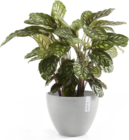 Antwerp Round Tapered Flower Planter, White Grey, 16"