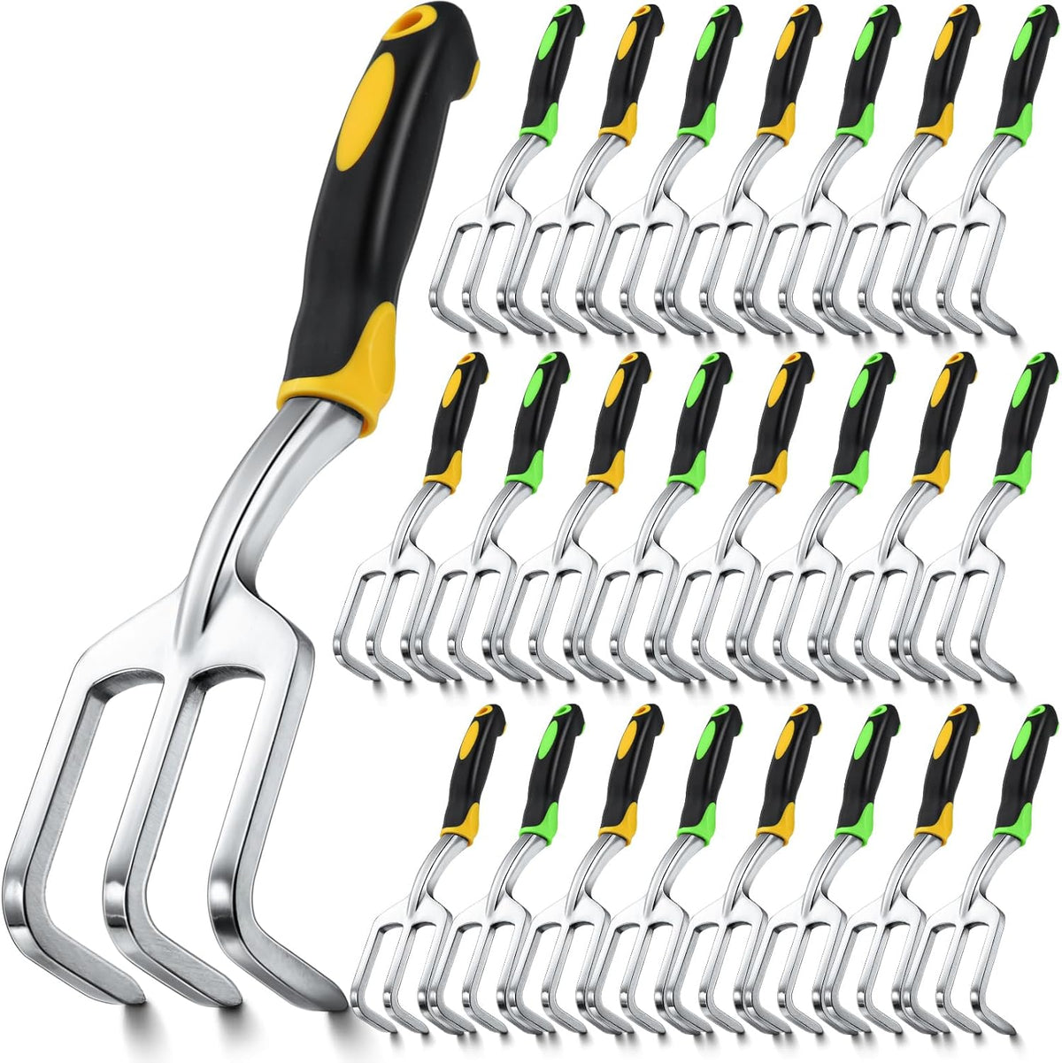 24 Pcs Hand Rake Garden Tool Mini Heavy Duty Garden Cultivator 11 Inch Small Rakes Gardening Aluminum Alloy Hand Tiller with Handle for Digging Weeding Loose Soil