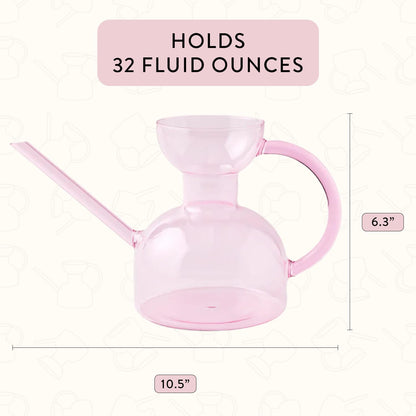 Glass Watering Can - 32 oz - Long Spout Modern Decor (Clear)