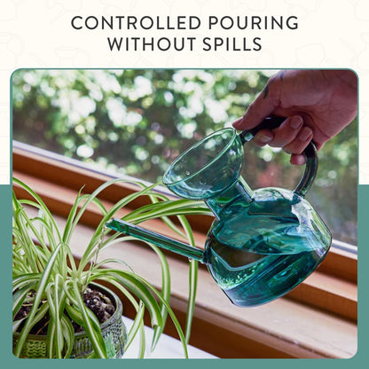 Glass Watering Can - 32 oz - Long Spout Modern Decor (Clear)