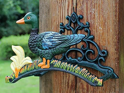 Garden Hose Holder Cast Iron Heavy Duty Water Hose Hanger, Outside Wall Mount, Solid Metal Decorative Rack/Organizer/Stand, Easy to Install, Hold Up to 50/75/100 ft (Hose holder - 2 Birds)